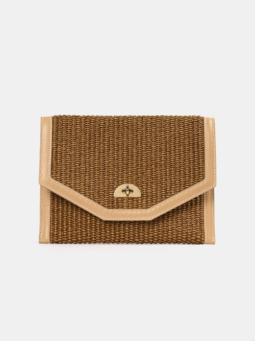 The Twist Lock Pouch - Sheepskin Goat Grain & Raffia